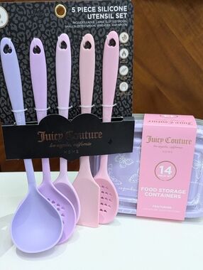 Juicy Couture 5pc Silicone Utensil + 14pc Butterflies Food Storage Containers